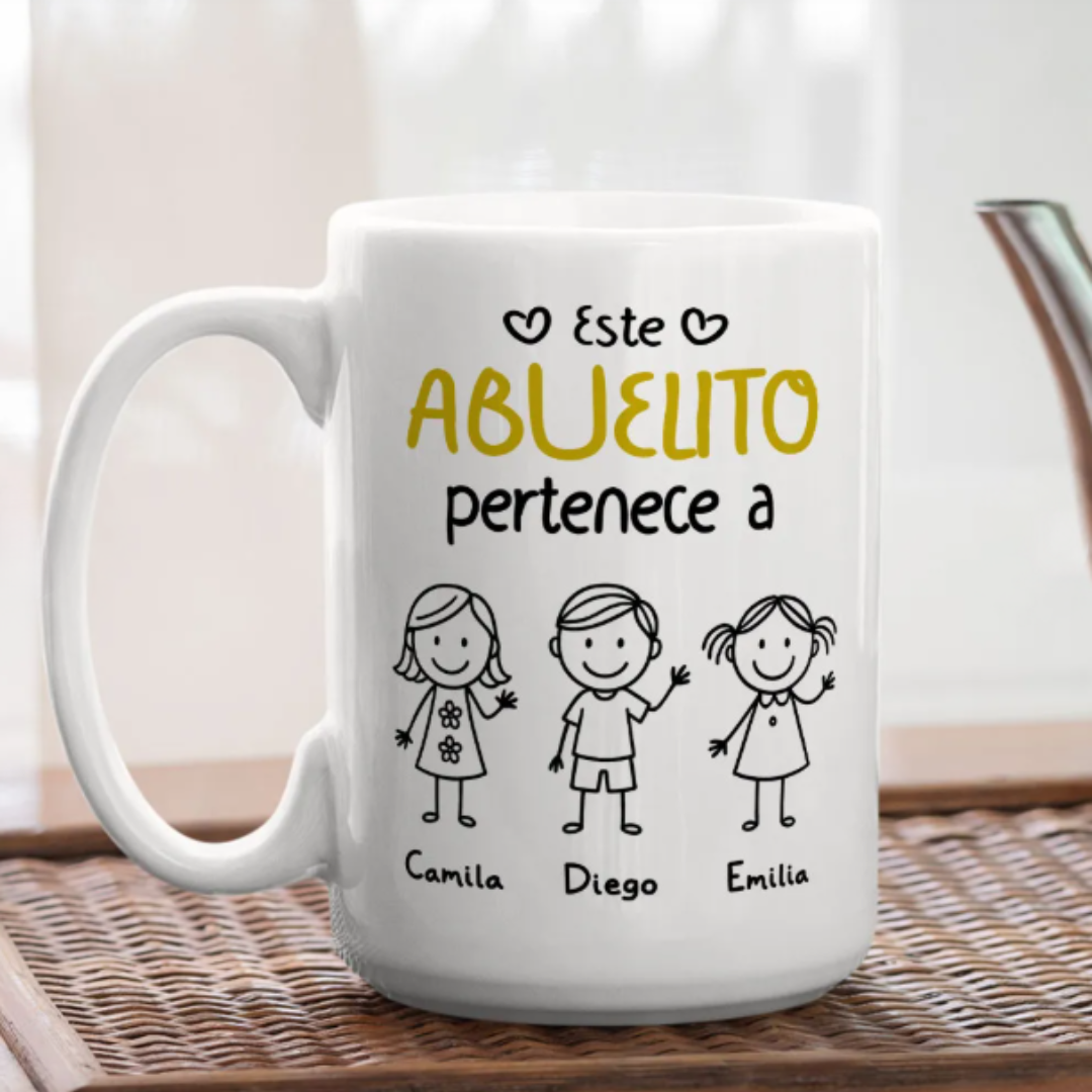 Este Abuelo Papá Pertenece A - Taza Personalizada para Abuelos y Papás