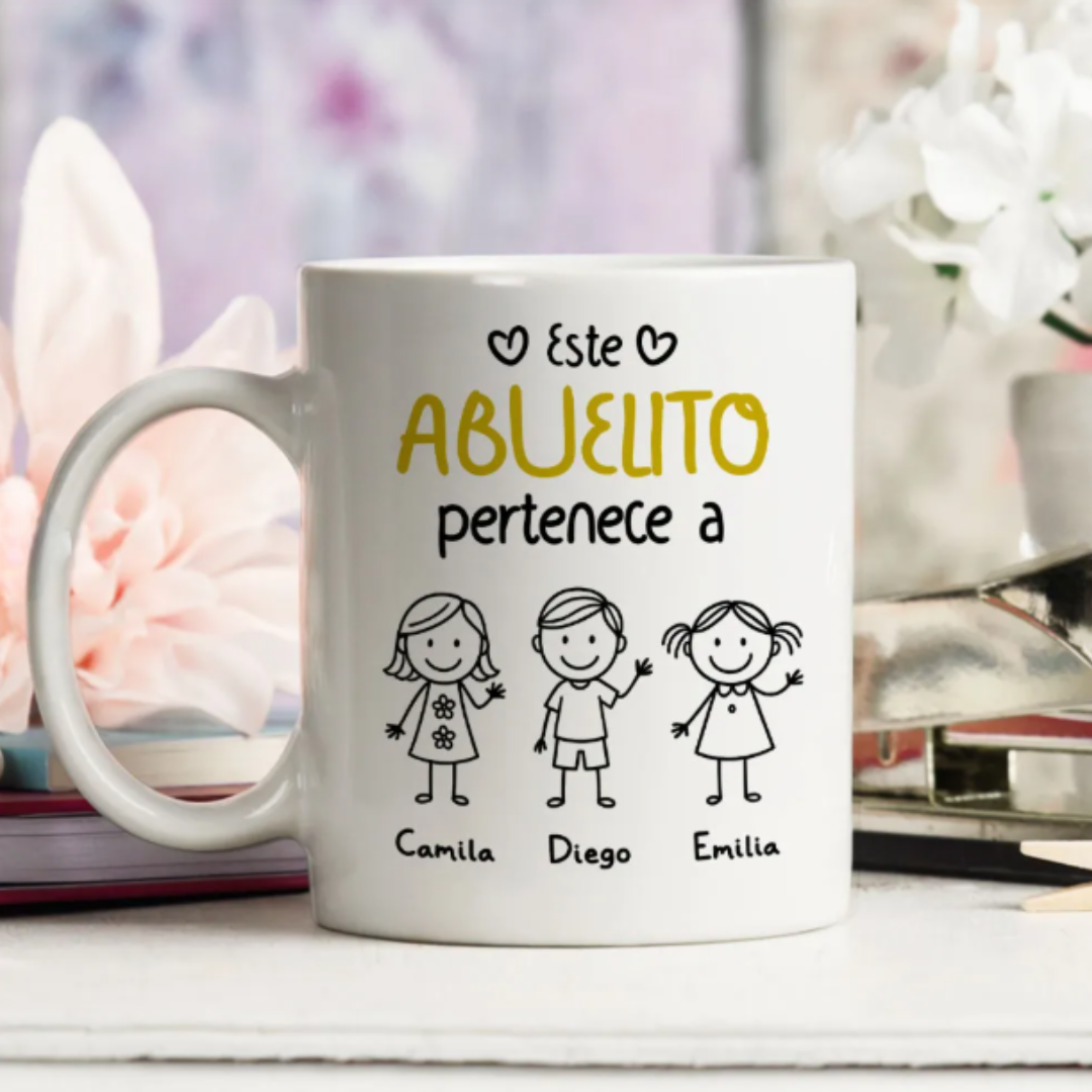 Este Abuelo Papá Pertenece A - Taza Personalizada para Abuelos y Papás